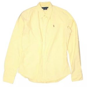 Polo Ralph Lauren 8 Knit Cotton Oxford Shirt Yellow Slim Button Down Collared